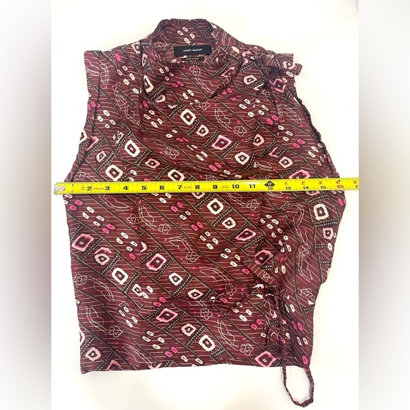 Isabel Marant Maroon Sleeveless 100% Silk Theo Blouse Mandarin Collar sz 34 - Picture 15 of 15